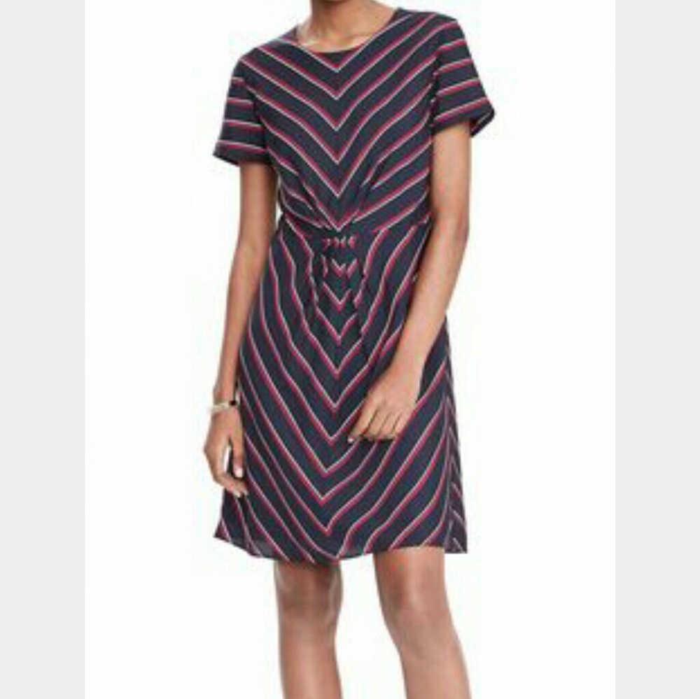 Banana Republic Navy and Red  Striped Dress